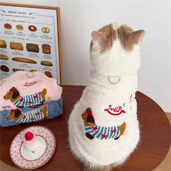 Autumn/Winter Pet Clothes, Thermal Lined Corgi Dog Harness, Gradient Plush Fabric Cat Outfit, Pet Winter Wear