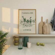 1 pintura de lienzo con impresión de "Gracias por venir", póster vintage de marinero, decoración costera, arte de cita linda, estética verde, decoración de apartamento, obra de arte para pared con marco opcional - Multicolor - Ver 1
