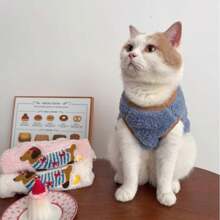 Autumn/Winter Cat Clothes Dachshund Leash Clasp Coral Fleece Thickened Padded Coat, Gradient Fabric Pet Winter Apparel