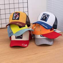 JZML 1pc Unisex Animal Graphic Patch Design Suede Trucker Cap