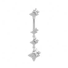 1pc Thick 0.03μ White Gold Plated Copper Zirconia Heart Shaped Stylish Sexy Belly Button Ring