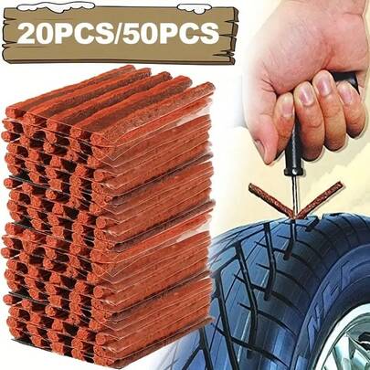 20/50 piezas Tiras de pegamento para reparación de neumáticos de automóvil, tiras de goma de reparación en frío para motocicletas, coches eléctricos y parches de neumáticos de automóvil, cuerda de parche de neumático de goma, kit de herramientas de reparación de neumáticos