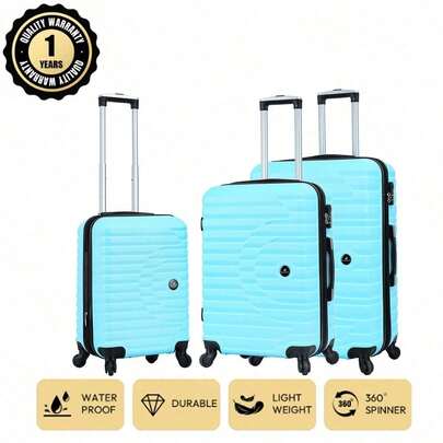 European Brand French Design ABS Material 20+24+28 Inch Travel Luggage Set, 3 Pieces Set, Expandable High Capacity, Quiet Wheels, Lock, Waterproof & Durable, 1-Year Warranty, Travel Essential, Holiday Necessity, Elegant Decoration, Fashionable Basic Model, Entering Spring, Family Vacation Special Gift, Top Item, Spring & Summer Bright Color Contrast, Suitable For Men & Women, Budget Airline Hand Luggage