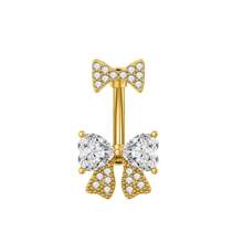 1pc Thick 0.03μ White Gold Plated Copper Zirconia Heart Shaped Stylish Sexy Belly Button Ring
