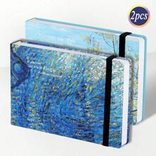 1pc/2pcs,100pages,Bandage Sketchbook,Van Gogh Art Watercolor Sketchbook,160gsm Ultra-Thick Sketch Paper,Small Travel Journal,Marker Pen Sketchbook,Blank Watercolor Paper,Hardcover Notebook,Artist Painting Supplies,Back To School,Back To School,School Supplies