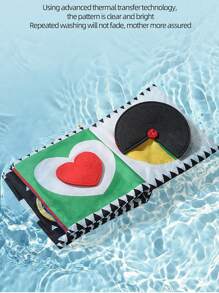 1 pieza Libro de tela para reconocimiento de formas para bebé, lavable, resistente al rasgado, con papel crepitante, libro interactivo para padres e hijos, con diversos patrones y colores para el desarrollo cognitivo del bebé