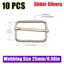 10Pcs/Pack Metal Adjustable Slide Buckles Tri-Glide Rectangle Adjuster Strap Slider For Backpack Clothing Hardware Accessories - Multicolor - View 16