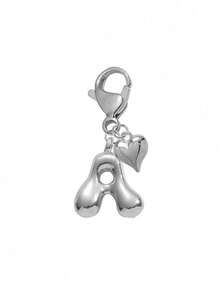 1pc Silver Bubble Letter Cute Necklace Pendant, Bag Charm - Includes Shiny Crystal Pendant & Gold Heart Pendant, Letters A-Z, Alloy Bag/Backpack Hanging Decoration - Perfect Gift For Birthday & Special Occasions, Keychain, Wallet & Purse Accessory For Women & Girls. Birthday, Valentine's Day, Mother's Day Gift. - Silver - View 25