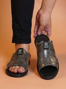 男士拖鞋 - 休闲商务风，橡胶鞋底，适合户外穿着，适合外出