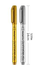2 Stück/6 Stück Gold + Silber Metallmarker Stifte, geeignet für jedes Material, zum Bemalen von Hand, Zeichnen von schwarzen Karten, Graffiti, Basteln, Journal, Marker für den Schulanfang