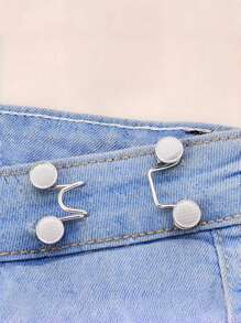 2pcs/4pcs Round Waist Tightener Buckle Pants Pins For Jeans, Skirts, Pants, Collar Buttons Brooch Pins For Women And Men, High Quality Metal, Durable, No Tools Instant Pant Adjustable Button Pins, Metal Anti-Walking Light Brooch, Fashion And Detachable Pant Clip, Travel Essential, Bag Accessories For Girl, Student And Gift For Mom