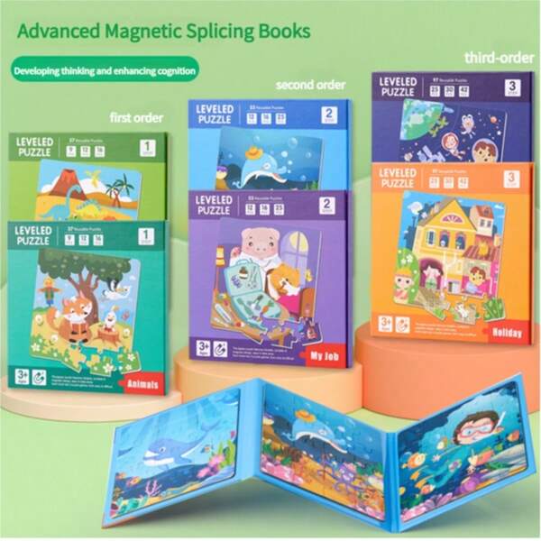 Magnetische Buchstaben-Lernbücher und Puzzle - Lernspielzeug, geeignet für Kinder von 3 bis 8 Jahren, mit steigendem Schwierigkeitsgrad, logische Entwicklung, ideal als Weihnachts- und Halloween-Geschenke, Lernaktivitäten für Kinder | Interaktives Lernen | Papierverarbeitung