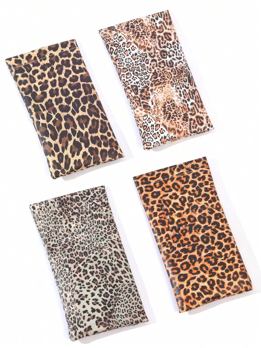 1/2/3pcs Leopard Print Eyeglass Case, Women Eyeglasses Pouch, Glasses Storage Bag Holiday Essential, Girls Eyewear Box, Ladies Leopard Glasses Case - Multicolor - View 1