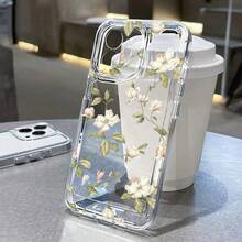 Phone Case A Transparent TPU Phone Case With A Custom Green Floral Design, Compatible With  Phone Case Models 16, 15, 14, 13, 12, 11 Promax X Xs Xsmax - 白色 - 查看 5