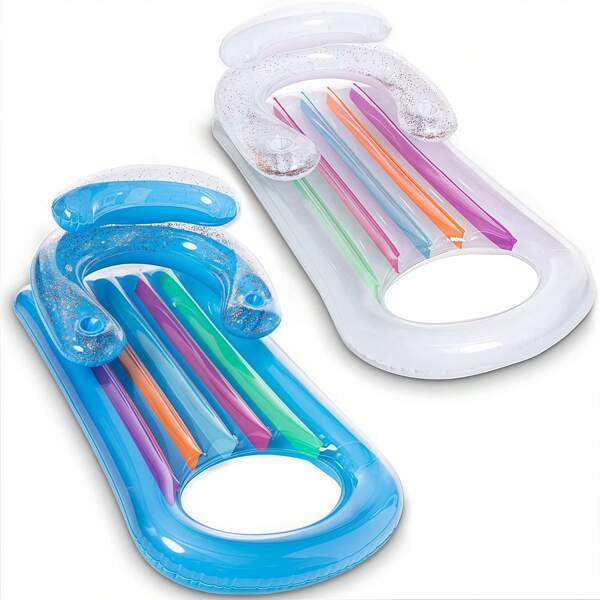 Cama inflável para piscina, espreguiçadeira para piscina com apoio de cabeça, cama inflável para água com encosto, tapete de praia (sem bomba)