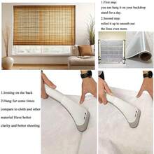 2D Flat Natural And Warm Theme Background, Equipped With Bamboo Roller Blinds, Comfortable Sofas, Wooden Floors, Indoor Plants, Suitable For Fashionable Living Room Decoration - Perfect For Birthday Party Background | Comfortable Living Room Decoration | Natural And Warm Theme, Living Room Decoration Vinyl - Brown - View 7