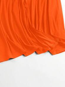EARO Plus Size Women Casual Solid Color Dual Pocket Long Lightweight Open Front Jacket, Comfortable Daily Versatile Windbreaker Coat, Spring Autumn, Unique Design Loose Fit - Orange - View 6