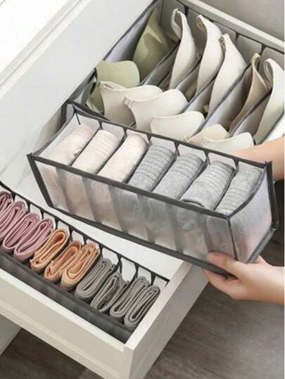 1/3pcs Black Underwear Compartment Storage Bag, Drawer-Style Storage Box For Storing Socks, Decorations, Autumn Decor, Festival Decor, Room Decor, Home Decor, Fall Decor, Bedroom Decor Multifunctional Organizer For Underwear And Socks