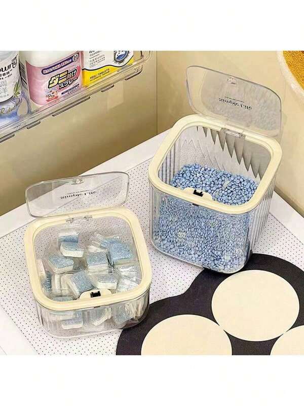 1 pieza Contenedor para cápsulas de lavandería para organización/decoración del cuarto de lavado, Contenedor para polvo de lavandería para organización de lavandería, Soporte para cápsulas de lavandería para perlas de lavandería, polvo de lavandería, almacenamiento