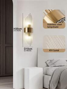 1PC/2 chiếc Đèn treo tường pha lê vàng hiện đại có đế bằng thép không gỉ Thân pha lê chất lượng cao dùng để trang trí nhà Đèn treo tường cho quán cà phê, phòng khách, phòng ngủ, đèn trang trí phòng - Nhiều màu - Xem 8