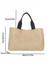 A Fashionable New Spring And Summer Seaside Holiday Straw Hand-Held Tote Bag, Suitable For Women'S Daily Use, Work Beach Vacation, Can Be Printed With Personalized Names Or Information.