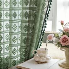1pc Boho Style Sheer Curtain Panel With Vintage Garden Lace Pattern, Rod Pocket Hanging, Breathable Translucent Fabric, Suitable For Bedroom, Living Room, Office - Machine Washable, Transparent, Room Divider