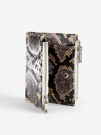 新款高端蛇皮印花真皮女士钱包时尚短款拉链零钱包钱包女式小钱包迷你钱包可爱钱包