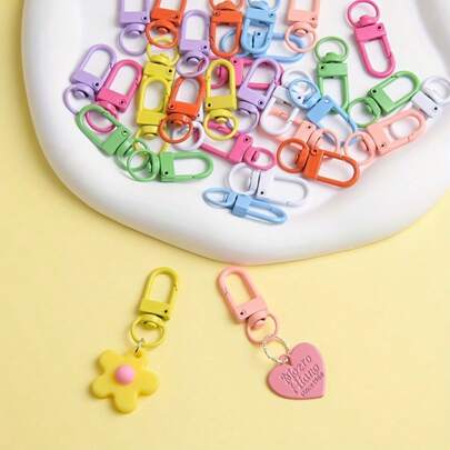 30pcs/50pcs Zinc Alloy Swivel Lobster Claw Clasp - Multi-Color Spring Snap Keychain Ring, Suitable For DIY Jewelry And Crafts