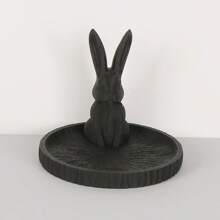 1 pièce Porte-bijoux lapin agenouillé à la lune d'esthétique orientale, nouveau style chinois, support d'affichage. Contient des bagues sur le plateau de la lune, permet d'accrocher des colliers sur les oreilles du lapin. Cadeau idéal pour la Saint-Valentin, la Fête de la mi-automne pour les femmes. Organisateur de stockage, accessoires de voyage, retour à l'école, stockage pour dortoir
