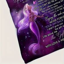 1 Piece Flannel Blanket From Mom Mermaid Blanket For My Daughter, Warm And Cozy Soft Blanket For Sofa Bed Couch - White - View 5