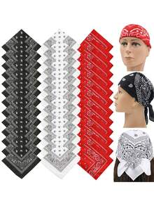 3pcs Women Bandana Unisex Paisley Bohemian Pattern Polyester Casual Cute Sexy Multipurpose Kerchief Headband Scarf, Fashion Versatile For Spring/Summer
