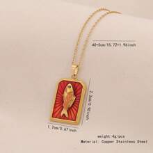 Freegrow 1pc Heart-Shaped 8-Pointed Star Fish Tarot Pendant Necklace, Suitable For Women Everyday Wear