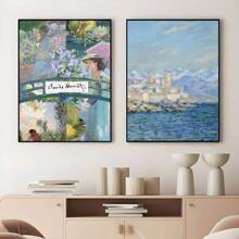 1 pièce Affiche murale d'art moderne de Claude Monet avec des fleurs sauvages. Impression pour la décoration de la maison, de la chambre à coucher, du bar. Cadeau décoratif optionnel avec cadre.