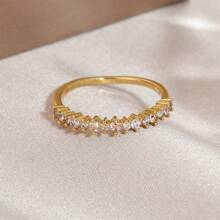 4 piezas de Anillos elegantes chapados en oro con grandes zirconias cúbicas brillantes, joyería graciosa para compromiso, boda, fiesta, regalo del Día de San Valentín