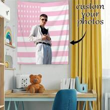1 Stück personalisierbar individualisierter Wandteppich mit Fotos und Text, für Geburtstag, Hochzeit, Halloween, Weihnachten, Party, Vater-/Muttertag, Wohndekoration, Schlafzimmer-Ästhetik
