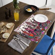 1/4/6/8/12 Pcs Linen Dining Table Mats, Washable Printed Placemats, Surface Protective Pads, Indoor Outdoor Dining Table Mats, Suitable For Holiday Parties, Kitchen Dining Table Decor