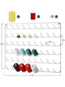 Thread Holder Wall 54-Spool Sewing Thread Rack Wall Mount Embroidery Thread Holder Organizer Spool Holder Wall Hanging Tools For Quilting White Metal - 白色 - 查看 9