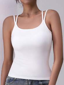 2pcs/Set Sexy Backless Camisole With Built-In Padded Bra For Women, Sleeveless Crop Tank Tops - Multicolor - View 3