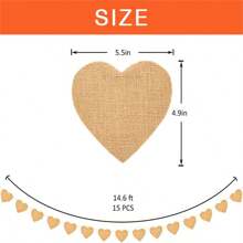 Rustic Burlap Heart Hanging Banner Natural Jute Fabric Wall Decor For Weddings, Birthdays, Housewarmings More Versatile Indoor/Outdoor Use, Rustic Event Decoration|Heart Shape Design|Natural Jute Material Burlap Flags For Home Decor Tapestry Room Decor Birthday Decorations Party Decorations