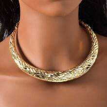 Set de 4 piezas de joyería de mujer con patrón de líquido de pulido de metal, que incluye collar, pulsera, anillo y aretes, adecuado para bodas, novias, fiestas y banquetes