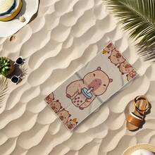 1pc Cute Sea Otter Beach Towel - Quick Dry, Highly Absorbent, Soft & Comfortable, Large Size, With Adorable Milk Tea Sea Otter Pattern, Suitable For Beach, Pool Party, Yoga And Travel Beach Essentials - Multicolor - View 5