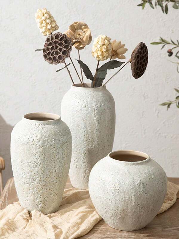 1 szt. Skandynawski minimalistyczny styl gruby ceramiczny wazon hydroponiczny, biały wazon bąbelkowy, design vintage, odpowiedni do wystroju domu, nowoczesny prosty zestaw wazonów, pasuje do świeżych kwiatów, wazon w stylu boho, odpowiedni do domu wiejskiego, salonu, jadalni, stołu jadalnego, biurka, regału, elementów centralnych, dekoracji stołu, dekoracji domu