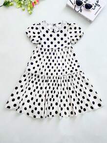 Seven Princess 1 pièce Robe décontractée à col rond à manches courtes oversize à pois, style coréen, confortable et adaptée aux loisirs, aux vacances et aux sorties