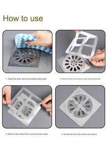 10-100 piezas Filtros desechables para cubrir desagües, Atrapapelos para desagüe de ducha, Pegatinas filtro para desagüe de fregadero, Cubierta de malla para desagüe de ducha, Tapón para pelo de desagüe de fregadero, Suministros escolares con autoadhesivo - Gris - Ver 10
