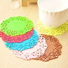 6pcs Coaster, Creative Hollow Flower Silicone Coasters, Non-Slip Heat-Resistant Tea Cup Mats, Insulated Coffee Mug Gift Set, Dining And Living Room Table Decor Accessories