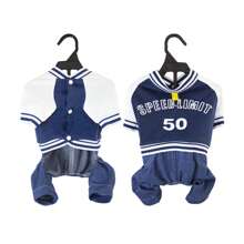 Pet 4-Leg Jumpsuit In Navy Blue With Contrast Color Letter Print, Suitable For Cats And Dogs, Spring/Autumn