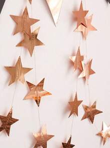 1 Set 4m Rose Gold/Gold Shiny Star Shaped Round Sequins Hanging Flag, Suitable For Birthday Decorations, Wedding, Graduation, Room Decor