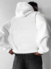 The Boston Men's Cotton Unisex Flannel Kangaroo Sweatshirt - 白色 - 查看 2