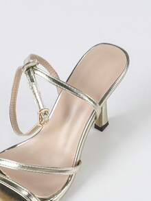 Sexy Women's Fashionable High Heel Sandals, Spring Summer Gold Party Wedding Elegant 9cm Stiletto Ankle Strap Open Toe Gladiator High Heel Shoes - Gold - View 9