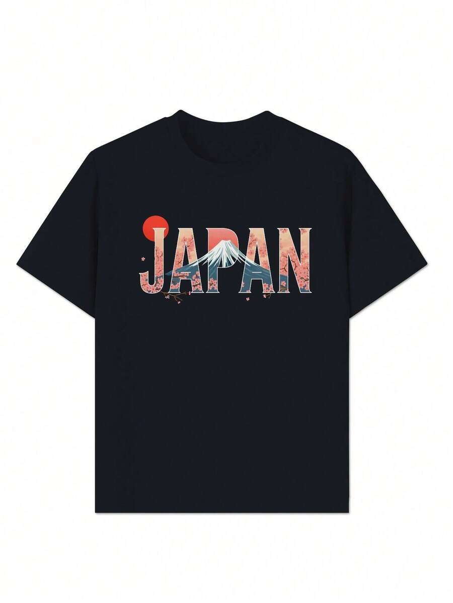 Japan Themed Intricate Design Pure Cotton Women's T-Shirt Comfort Fit - Black - View 1